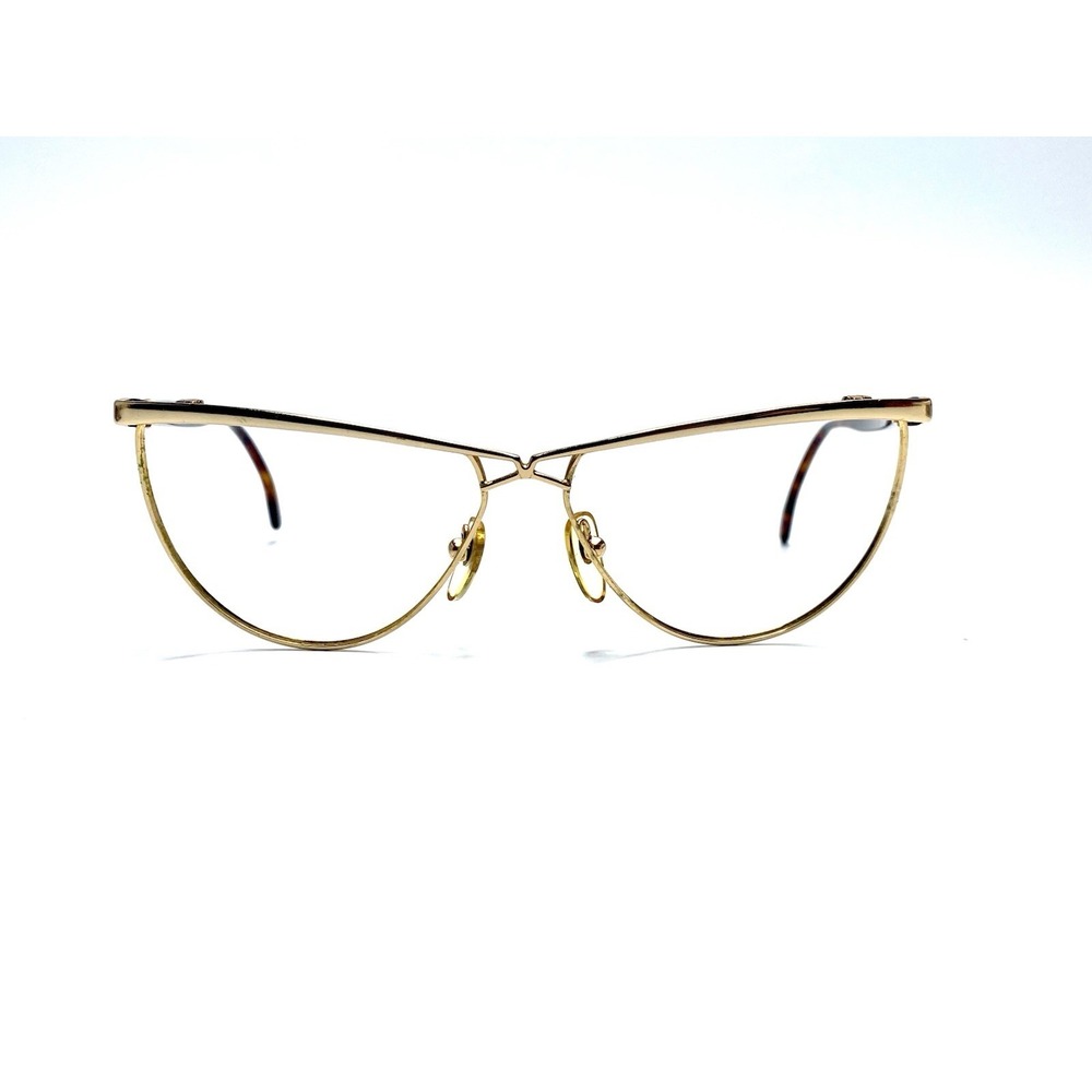 Gianni Versace Vintage Gold Cat Eye Tortoise Glasses Italy 740 58 12 135